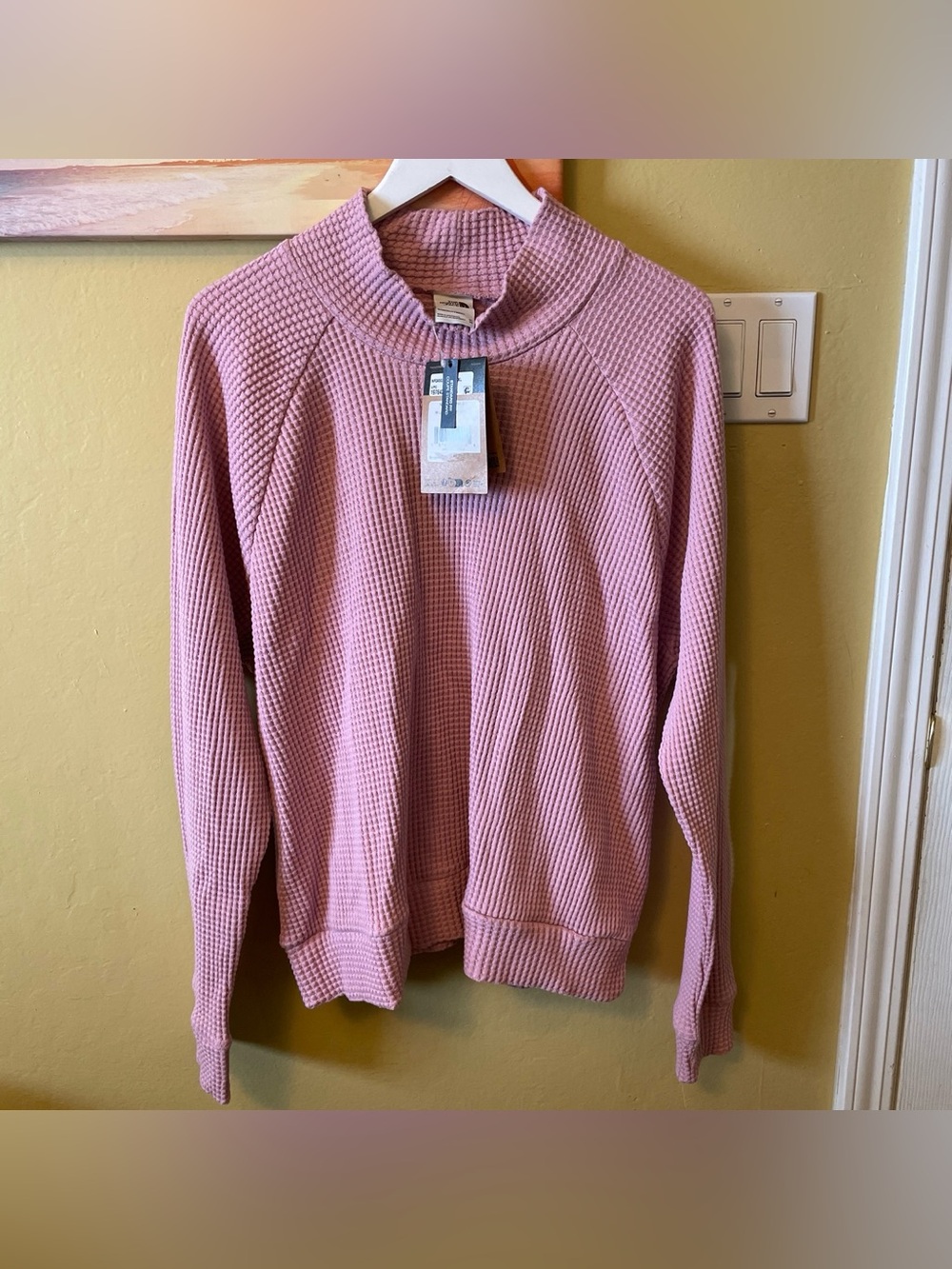 NWT The North Face Women's Chabot Waffle Mock Neck Pullover, Pink Size XL